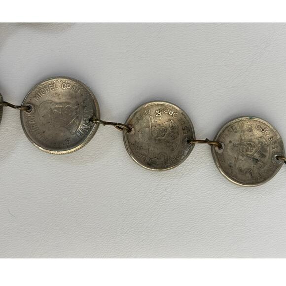 Silver Soles De Oro Peruvian Graduated Coin Necklace AS IS #64590 - Picture 8 of 9